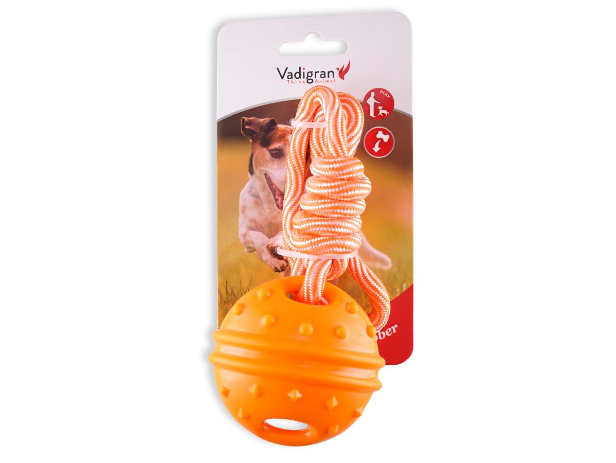 VDG TPR Orange Rope kramtukas su virve šuniui 31cm